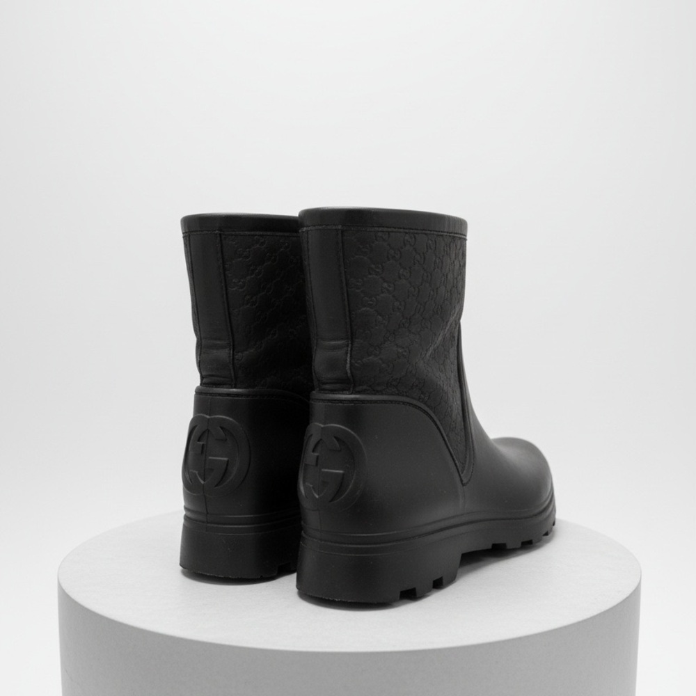 Gucci Black Designer Rain Boots